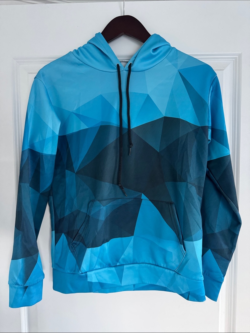 GU Men’s Unbranded Blue Diamond Fractal Design Pullover Drawstring Hoodie S